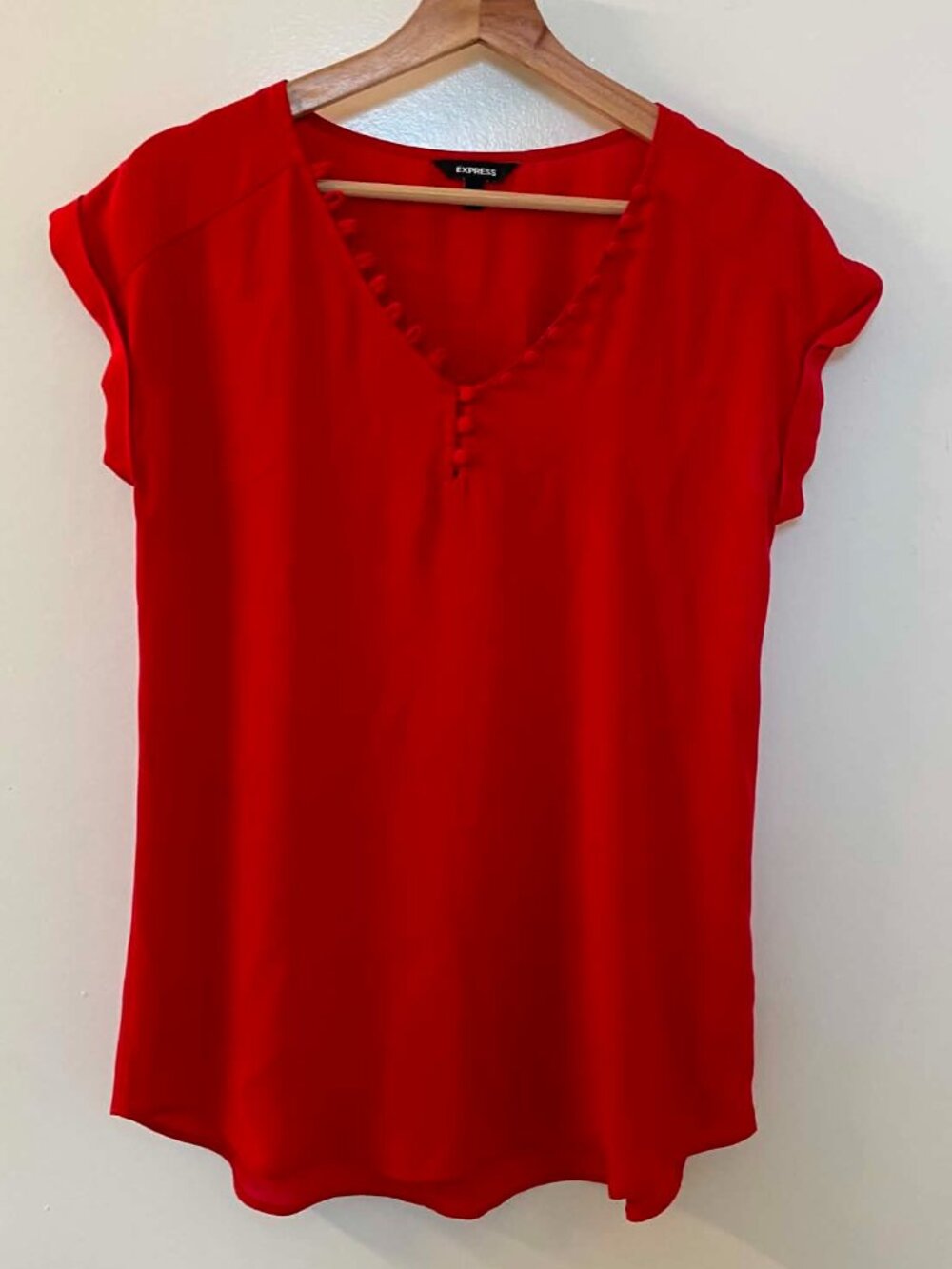 Express Red Blouse V-neck